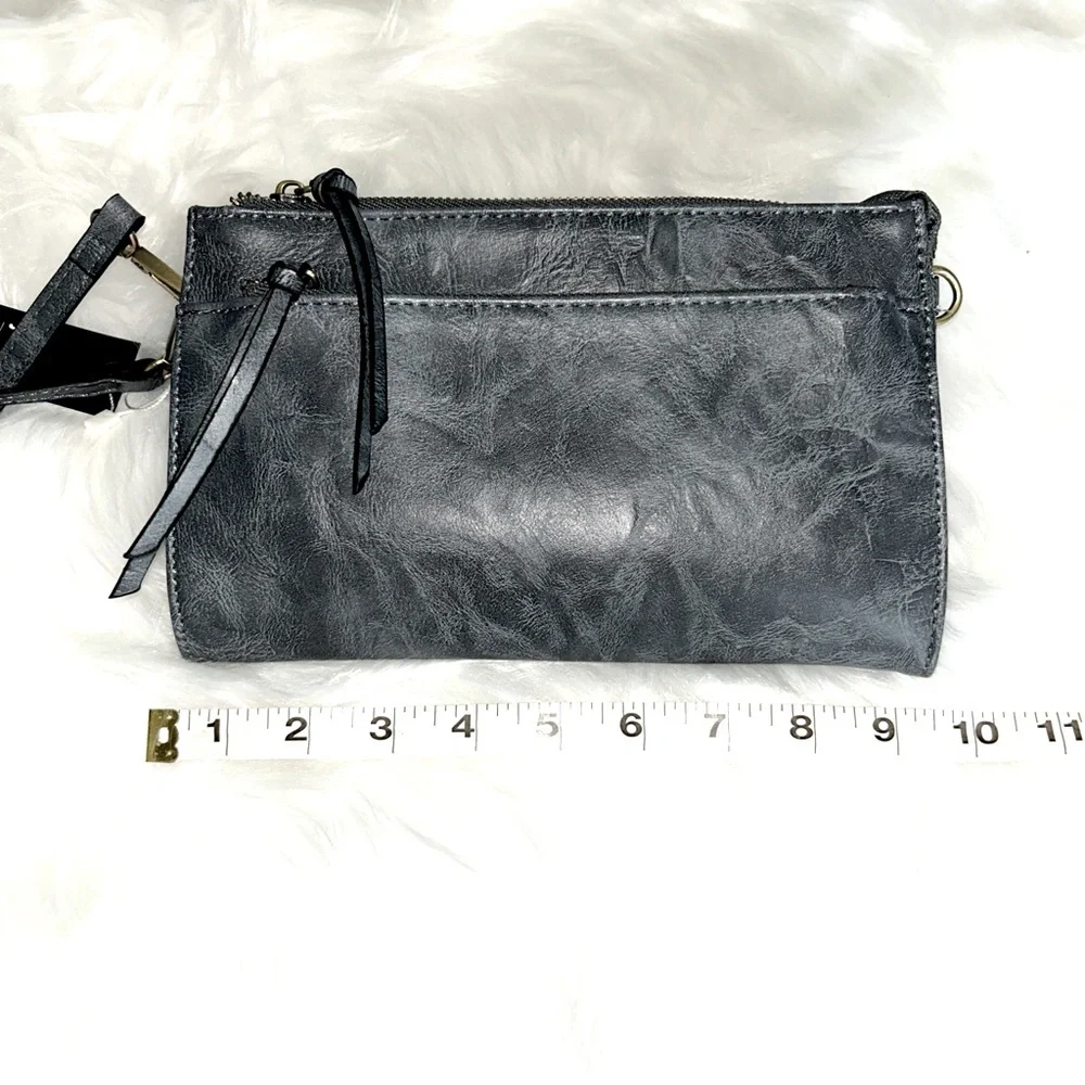 Joy Susan Crossbody Wristlet‎ Clutch with Shoulder Strap Gray Large 3-in-1